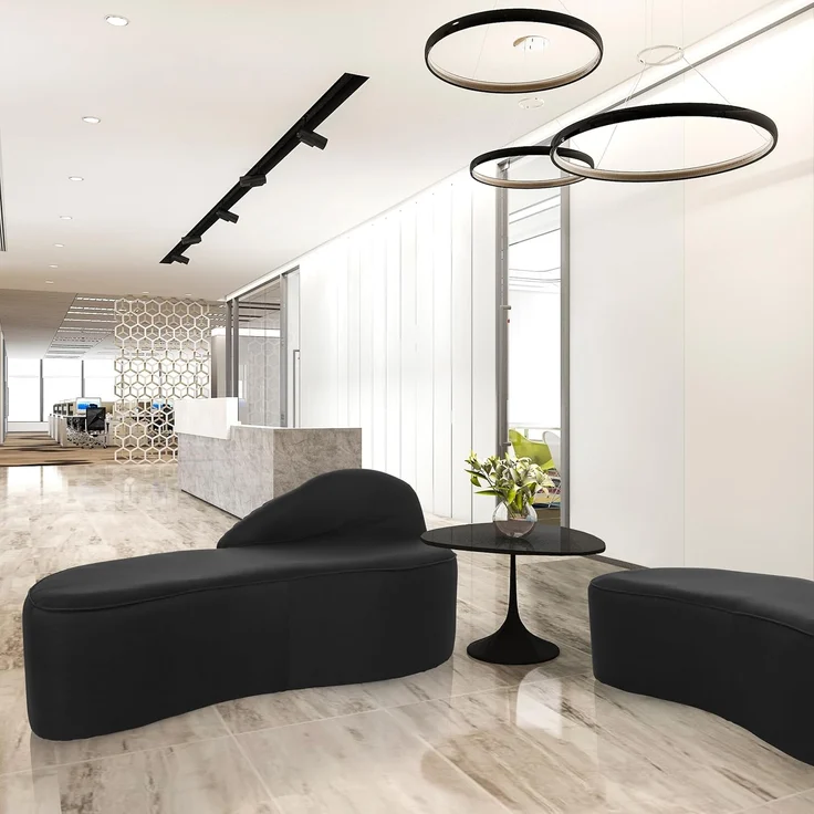 hjh OFFICE Modernes Loungesofa Baracoa Chaiselongue rechtsseitig, Couch Relaxliege gepolstert, Stoffbezug Schwarz – Bild 2