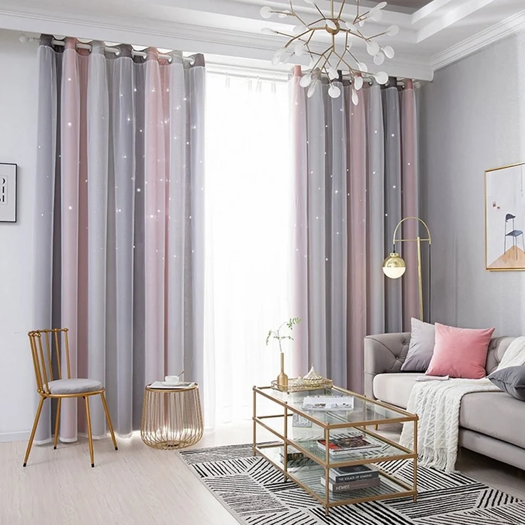 MODFU Verdunkelungsvorhang 2er Set Tüllvorhänge Farbverlauf Vorhänge Curtains Set (2 St), Ösen, verdunkelnd, Polyester, Schlafzimmer Thermovorhang Ösen Wärmeisolierend gegen Kälte Blickdicht – Bild 2