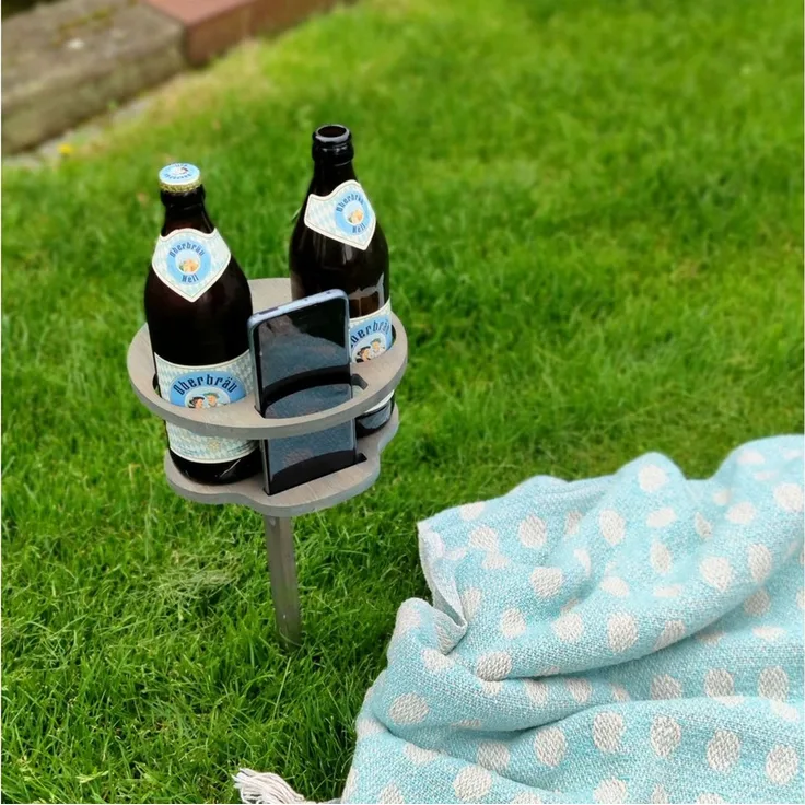 UNUS GARDEN Klapptisch Bierhalter klappbar,Biertisch aus Bambus (2-St)