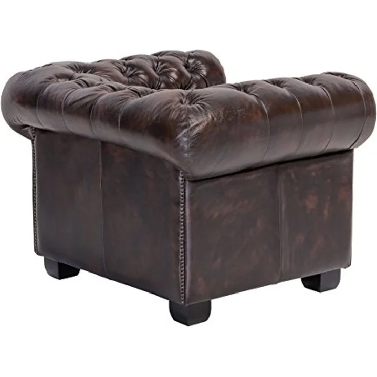 Chesterfield Sessel antik braun Echtleder 100x72x90 cm massivum Serie Chesterfield Ledersessel Clubsessel Wohnzimmer Herrensessel – Bild 5
