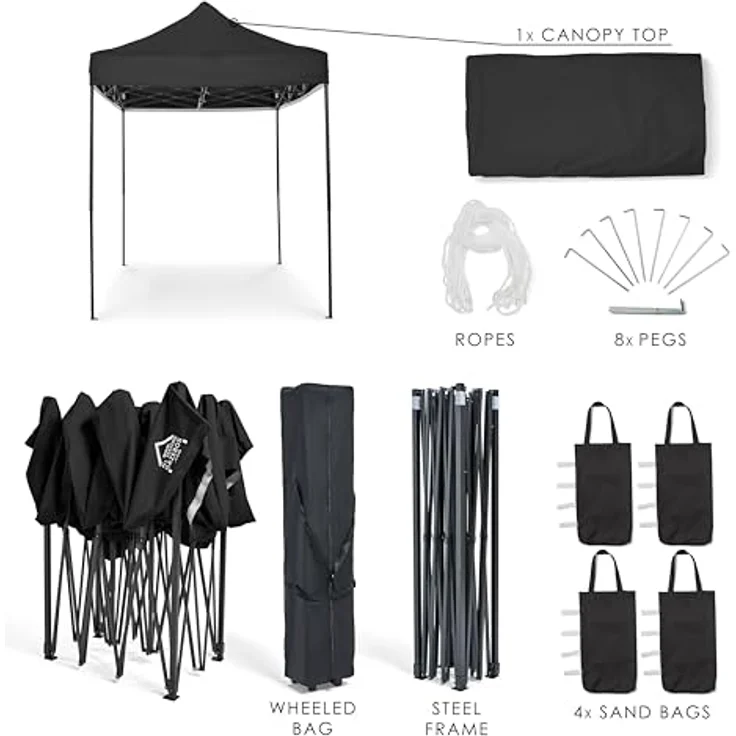 All Seasons Gazebos 3x2 m vollständig wasserdichtes Faltpavillon - Schwarz – Bild 5