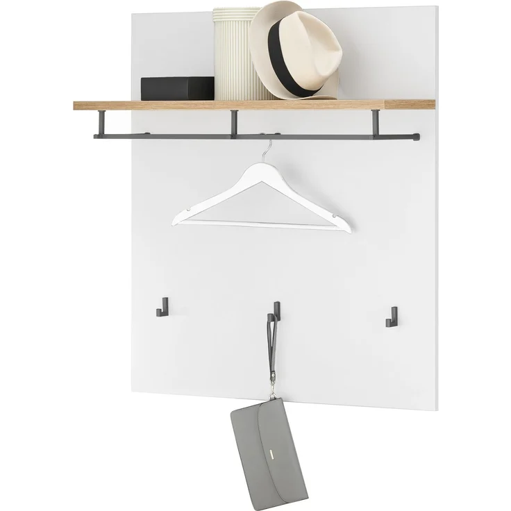Garderobenpaneel >Melisande< in Weiß matt - 85x95x27cm (BxHxT) – Bild 2