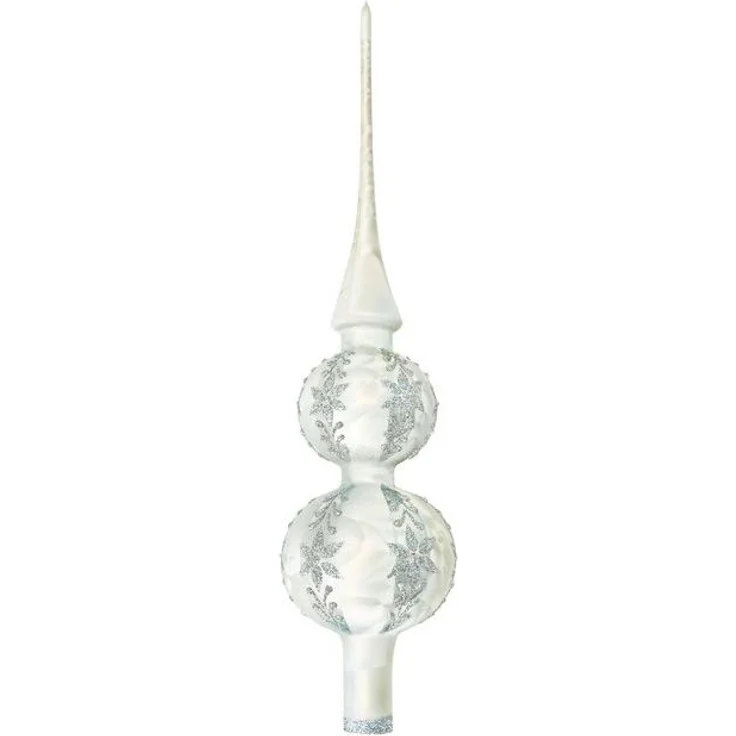 Krebs Glas Lauscha Christbaumspitze Christbaumschmuck Christbaumspitze Glas Ø 7x30 cm silber Eislack – Bild 1