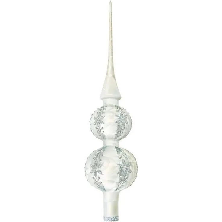 Krebs Glas Lauscha Christbaumspitze Christbaumschmuck Christbaumspitze Glas Ø 7x30 cm silber Eislack