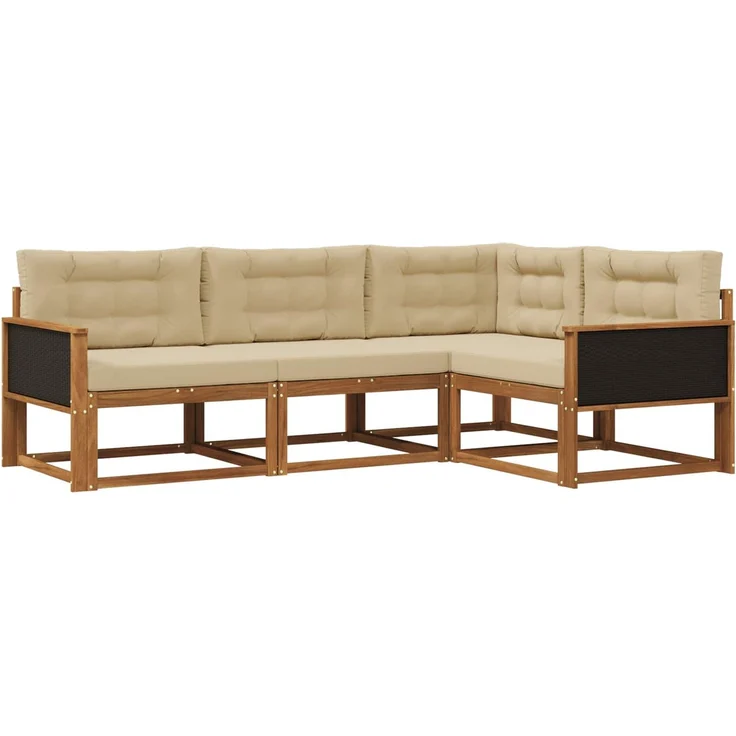 vidaXL Outdoor-Sofagarnitur 4 stk. 4-Sitzer Natur und Beige 3382516 – Bild 2