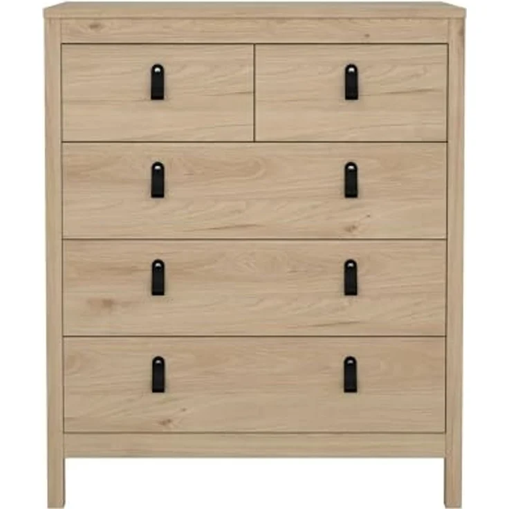 Dmora - Kommode Jeanine, Mehrzweckkommode, Schlafzimmerkommode, Schrank mit Schubladen, 82x38 h99 cm, Eiche – Bild 4
