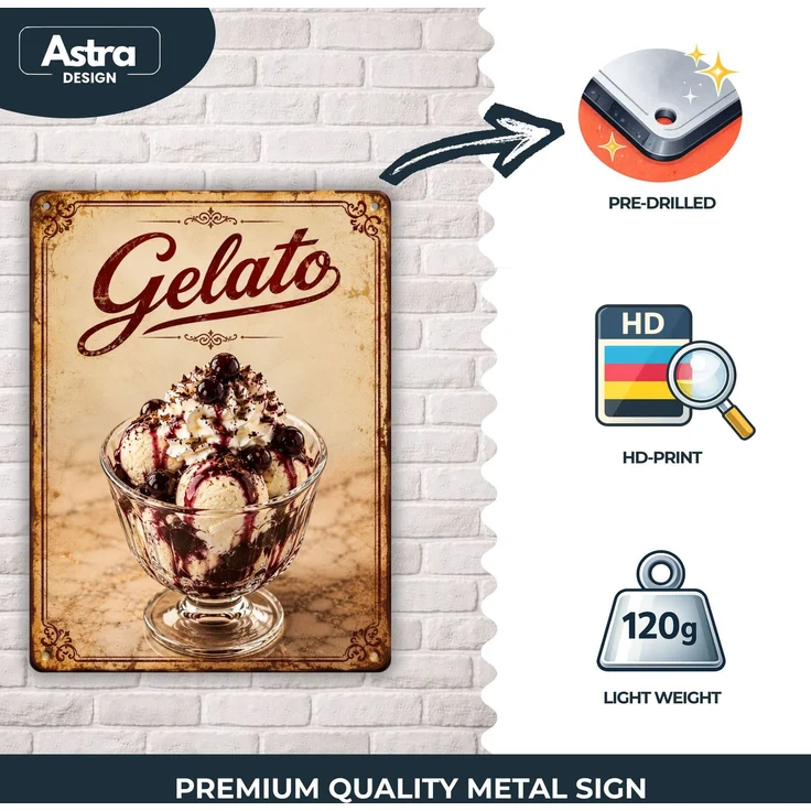 AstraDesign Blechschild 20x30cm - Gelato Amarena Eisbecher – Metall – Mehrfarbig – AD0460 – Bild 3