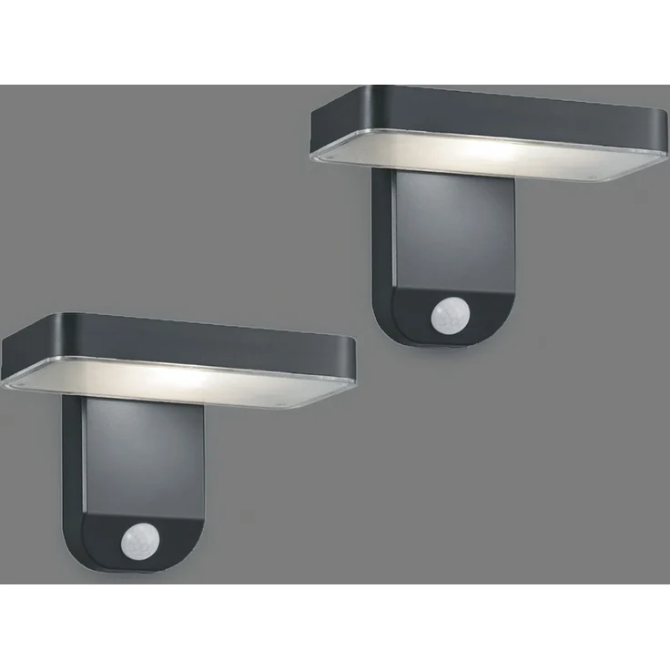 LED Solar Wandleuchte 2er Set Außenleuchten mit Bewegungsmelder in Anthrazit – Bild 3