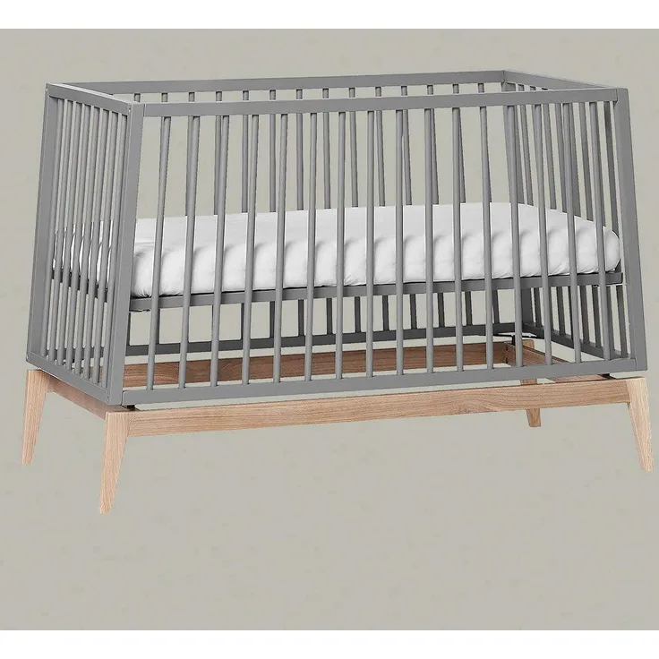 Leander 'Luna' Babybett grau/eiche 60x120 cm