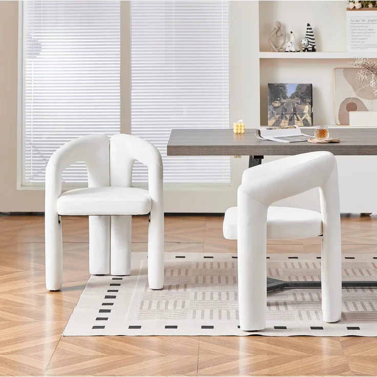 Esszimmerstuhl 2er-Set 62×52×75 cm in Beige mit Samtbezug und Armlehnen
