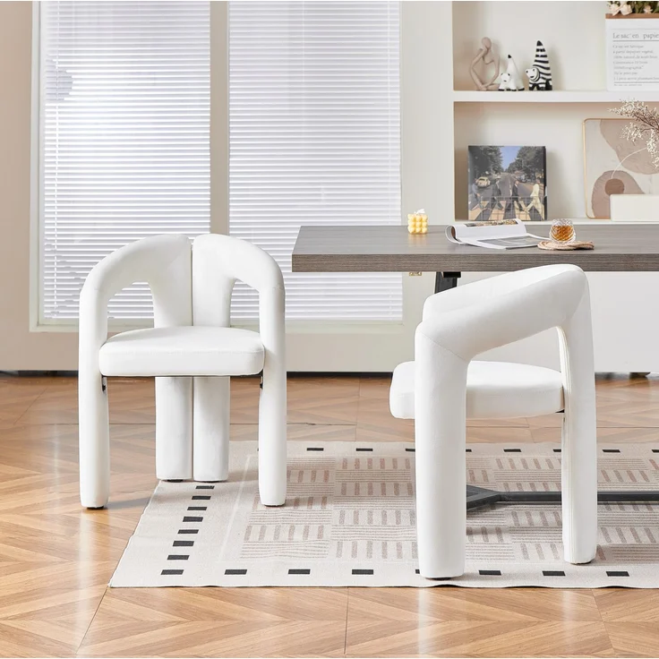 Esszimmerstuhl 2er-Set 62×52×75 cm in Beige mit Samtbezug und Armlehnen – Bild 1