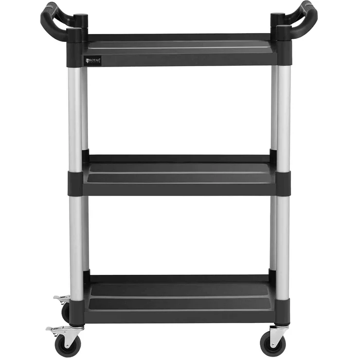 Royal Catering Servierwagen 3 Borde Teewagen Küchenwagen Gastro 4 Räder bis 90 kg Abräumwagen – Bild 2