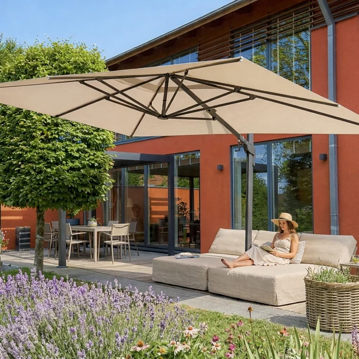 osoltus KOS Ampelschirm Alu Beige 350x260cm axial schwenkbar – Bild 2