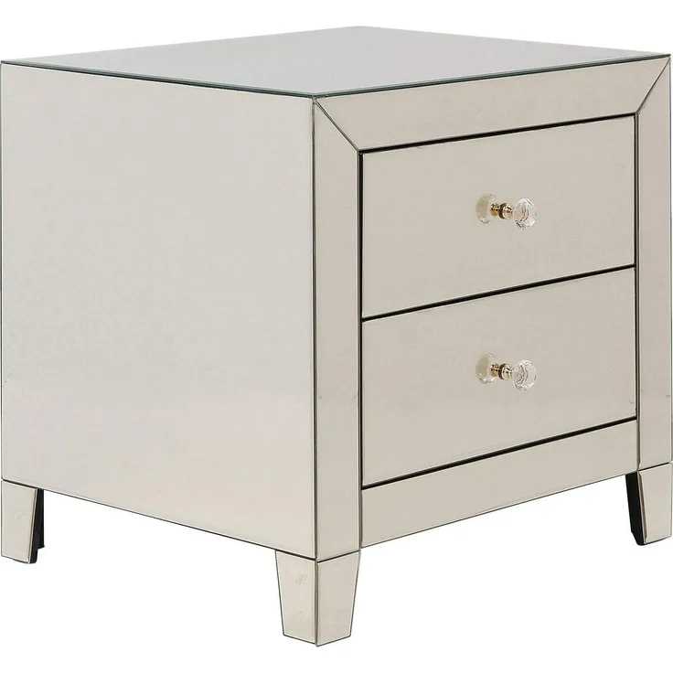 Kare Design Kommode Klein Luxury 2 Schübe, Tanne Massivholz, Griffe klar, One Size, Champagner