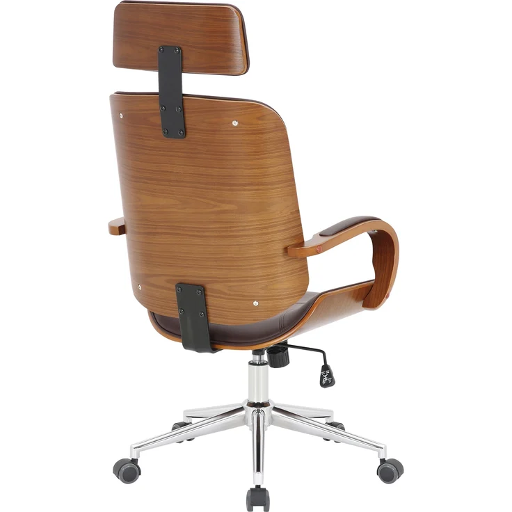 DELUKE® Bürostuhl Chefsessel KINGO - 118x70x70, Walnuss/Braun Kunstleder Metall Gestell ergonomische Bürostühle Homeoffice Stuhl mit Rollen – Bild 4