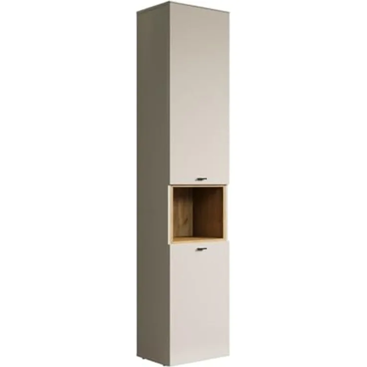 Badezimmer Hochschrank Sao Paulo in Sand und Eiche 40 x 186 cm
