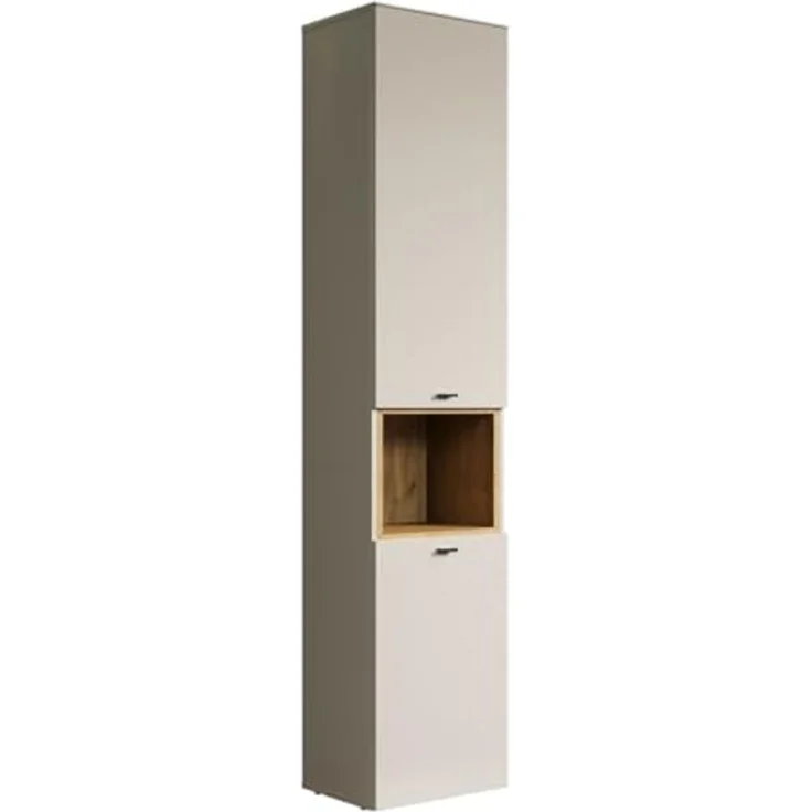 Badezimmer Hochschrank Sao Paulo in Sand und Eiche 40 x 186 cm – Bild 1