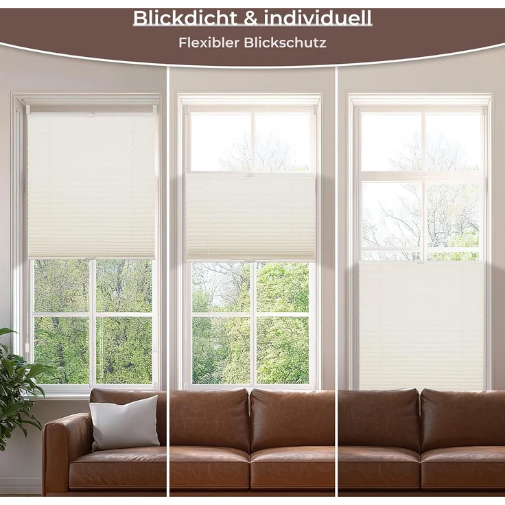 Allesin Plissee ohne Bohren Plissees Klemmfix Beige 50x130 cm(BxH), Plisseerollo Faltrollo mit Klemmträger, Jalousie Rollos für Fenster und Tür, Sichtschutz und Sonnenschutz – Bild 4