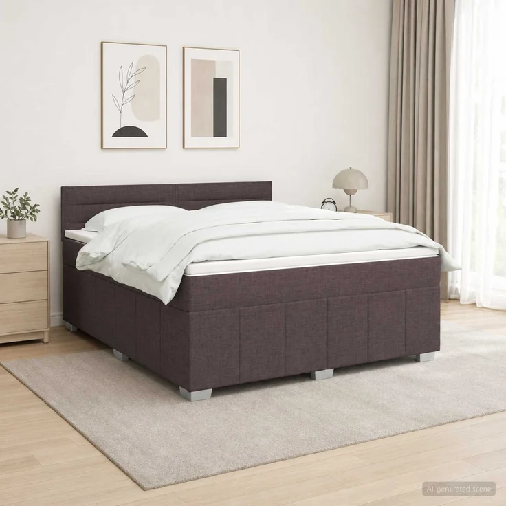 vidaXL Boxspringbett mit Matratze Dunkelbraun 180 x 200 cm Stoff 3452729 – Bild 4