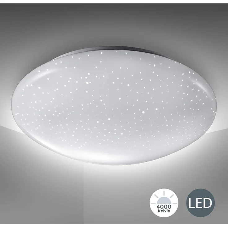 B.K.Licht Deckenleuchte Deckenlampe 12W 4000K 1200lm IP20 - BKL1060, LED fest integriert, Sternenhimmel neutralweiß Ø280x65mm – Bild 6