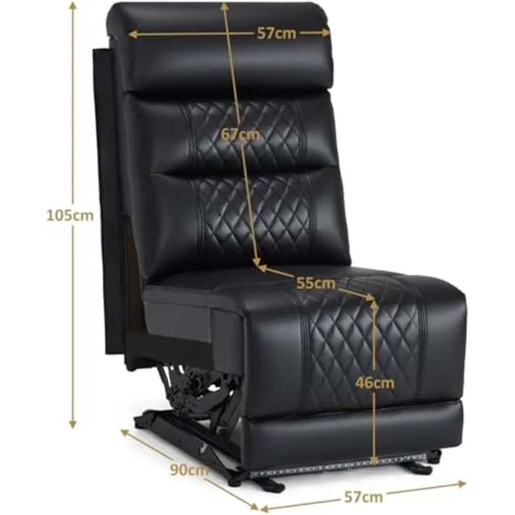 M MCombo Mittelsitz für 2er Kinosessel 7705MS (Kunstleder,Schwarz) – Bild 2