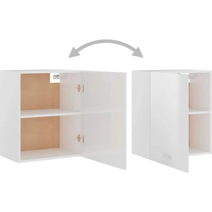 vidaXL 2X Hängeschrank 2 Regalböden Küchenschrank Küche Schrank Einbauküche Küchenzeile Küchenmöbel Oberschrank Hochglanz-Weiß 50 x 31 x 60 cm Holzwerkstoff – Bild 6