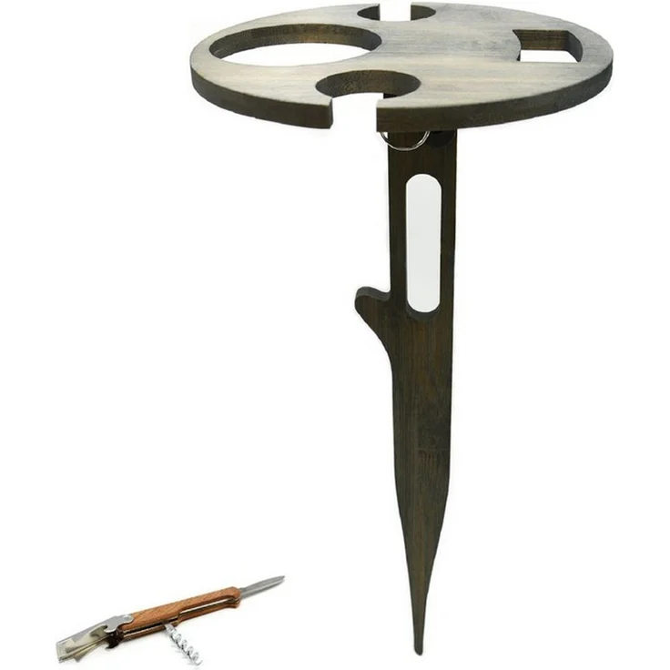 UNUS GARDEN Klapptisch Weinhalter klappbar,Weintisch aus Bambus (2-St, Höhe: ca. 43 cm), Gartentisch, Beistelltisch, Getränkehalter, Campingtisch – Bild 1