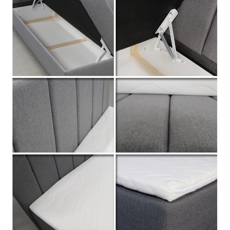 Boxspringbett Star mit Topper, Bonell-Matratze und 2 Bettkästen, Doppelbett, Polsterbett, Bett (Beige (Inari 22), 140 x 200 cm) – Bild 3