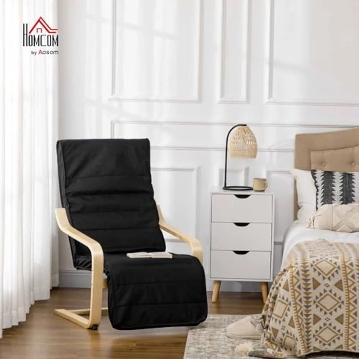 HOMCOM Relaxsessel Relaxstuhl mit Verstellbarem Fußteil (Ruhesessel, 1-St, Ruhestuhl), Schwarz 66,5 x 94 x 100 cm – Bild 3