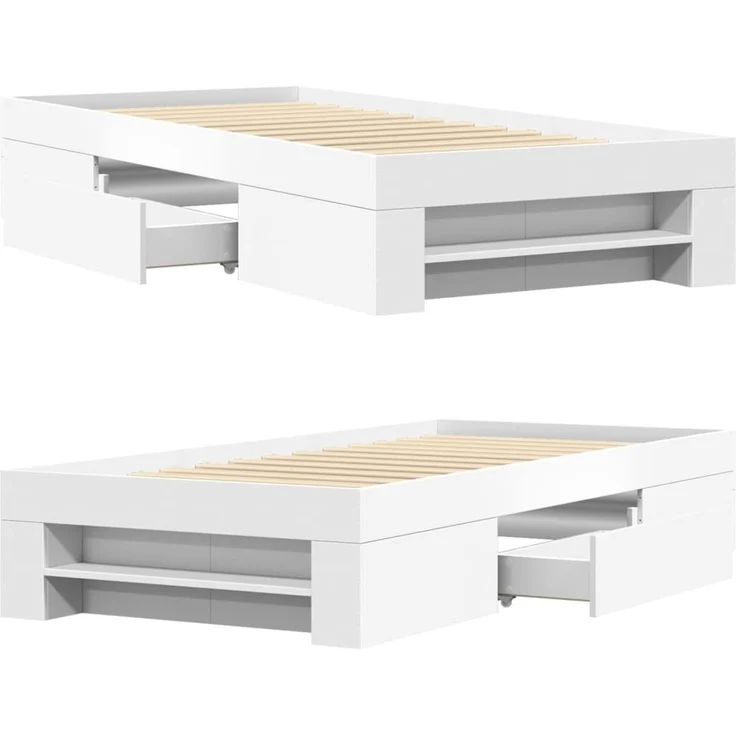 vidaXL Bettgestell Weiß 75x190 cm Holzwerkstoff 3295527 – Bild 8
