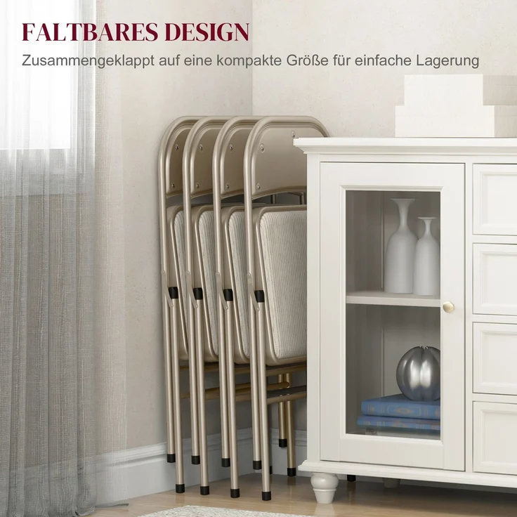 HOMCOM Klappstühle, Polyester, Stahl, Beige, 45L x 46B x 78H cm – Bild 6