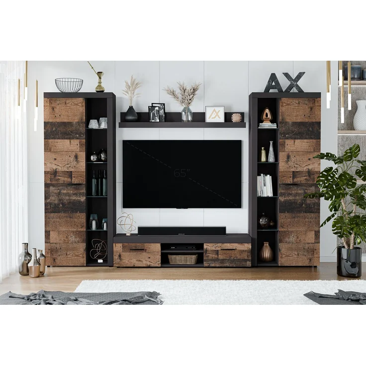 AX LIVING Spacoro XL Wohnwand grau modern Matera Oldwood 300 ohne LED – Bild 1