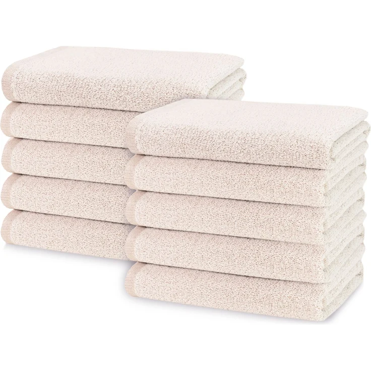 ZOLLNER 10er Set Handtücher, 70% Baumwolle, 30% Polyester, braun, 50x100 cm – Bild 1