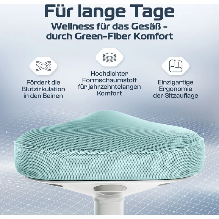 CLOUVOU Nexus, ergonomischer Stehhocker, stufenlos höhenverstellbar, Anti-Rutsch-Standfuß, Mint – Bild 4