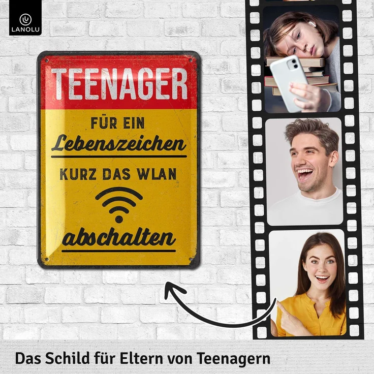 LANOLU Blechschild Teenager Lebenszeichen - 15x20cm – Metall – Mehrfarbig – 15180 – Bild 3