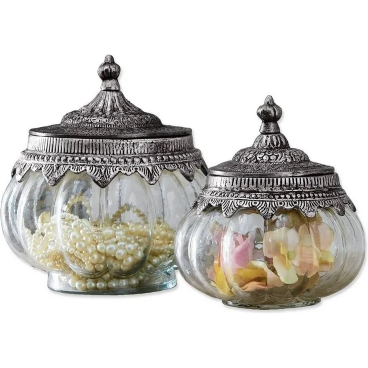 Mirabeau Dose Glasdosen 2er Set Madelon klar/silber – Bild 1