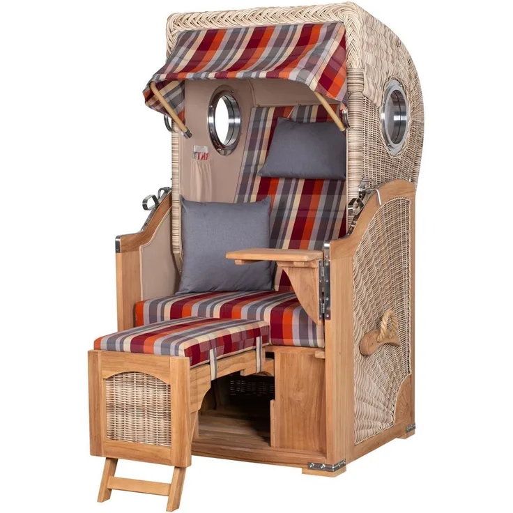 Strandkorb Komplettset - bene living - Ammersee Single Teak - PE shell - Modell 584 - inkl. Liftersystem