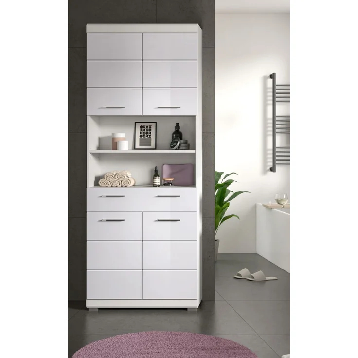 Badezimmer Hochschrank Shawn in weiß Hochglanz 74 x 191 cm – Bild 5