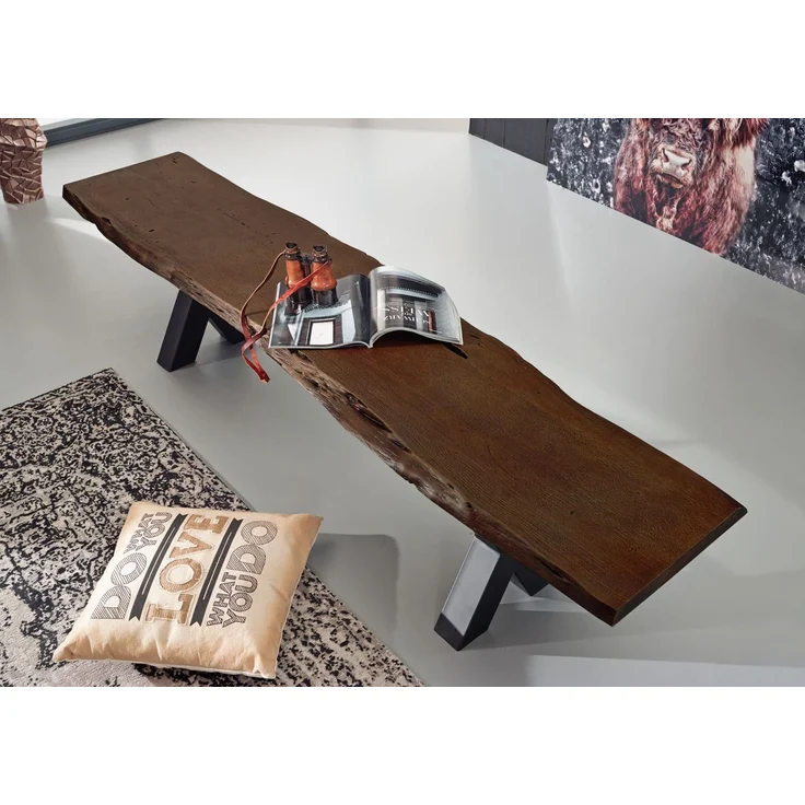 Bank Akazie 180x38x46 braun lackiert IRON LABEL #156 – Bild 2