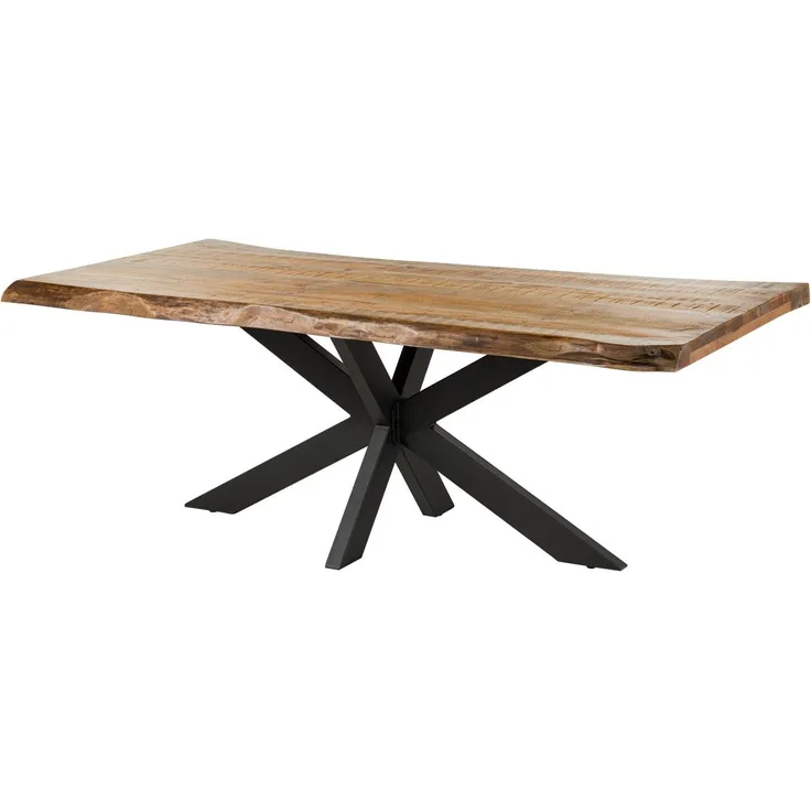 Baumtisch Mango 220x100x77 natur lackiert / Kreuzgestell anthrazit matt FREEFORM 5