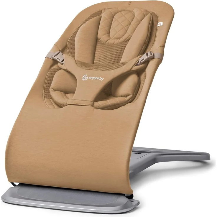 Ergobaby 3-in-1 Evolve Bouncer, Ergonomische Babywippe für Neugeborene ab Geburt bis zum Kleinkind, Babyschaukel mit Neugeboreneneinsatz (2,5 kg - 13,2 kg), Camel – Bild 1
