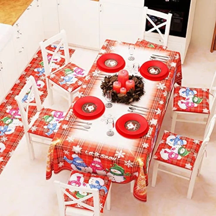 PETTI Artigiani Italiani Tischdecke für Weihnachten, schmutzabweisend, Weihnachtstischdecke mit Schneemann-Design, 24 Sitzplätze (140x450 cm), 100% Made in Italy – Bild 2