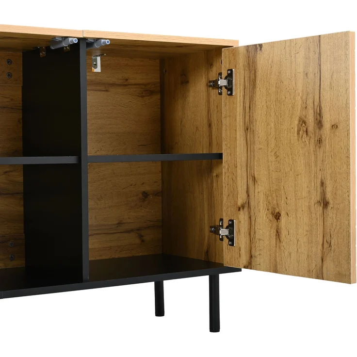 DESVIAE Sideboard Holzfarbe aus MDF/Spanplatte – 120x68x35 cm – 3 Push-Open-Türen – Bild 9