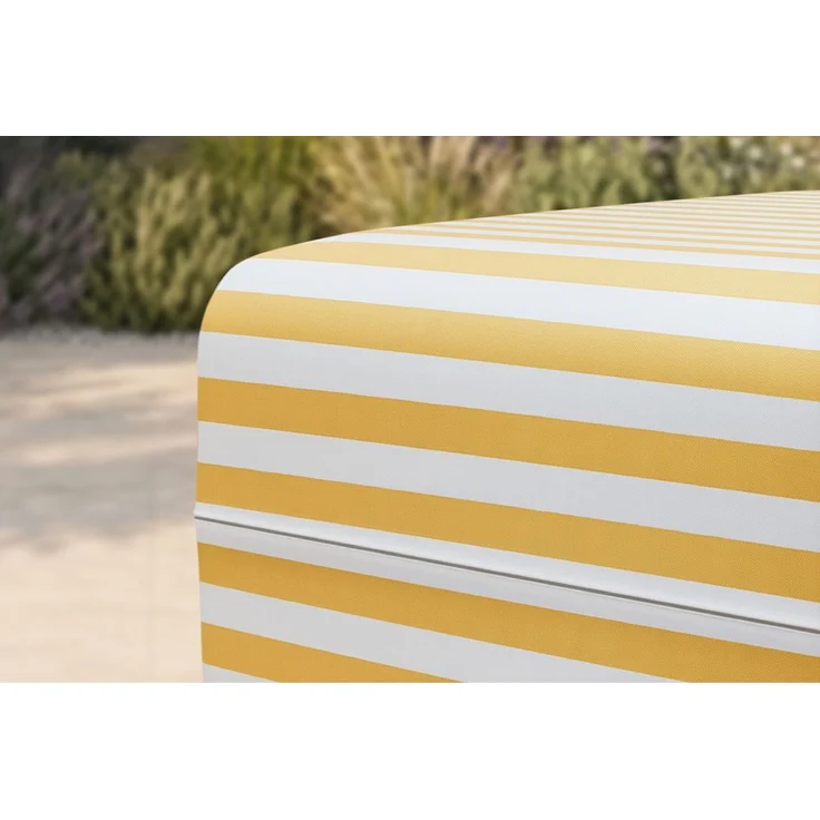 Gestreifter Outdoor-Pouf, weiß und gelb – Bild 2