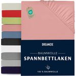 Dreamzie - Spannbettlaken 80x200 cm - Baumwolle Oeko Tex Zertifiziert - Rose - 100% Jersey Spannbetttuch 80x200
