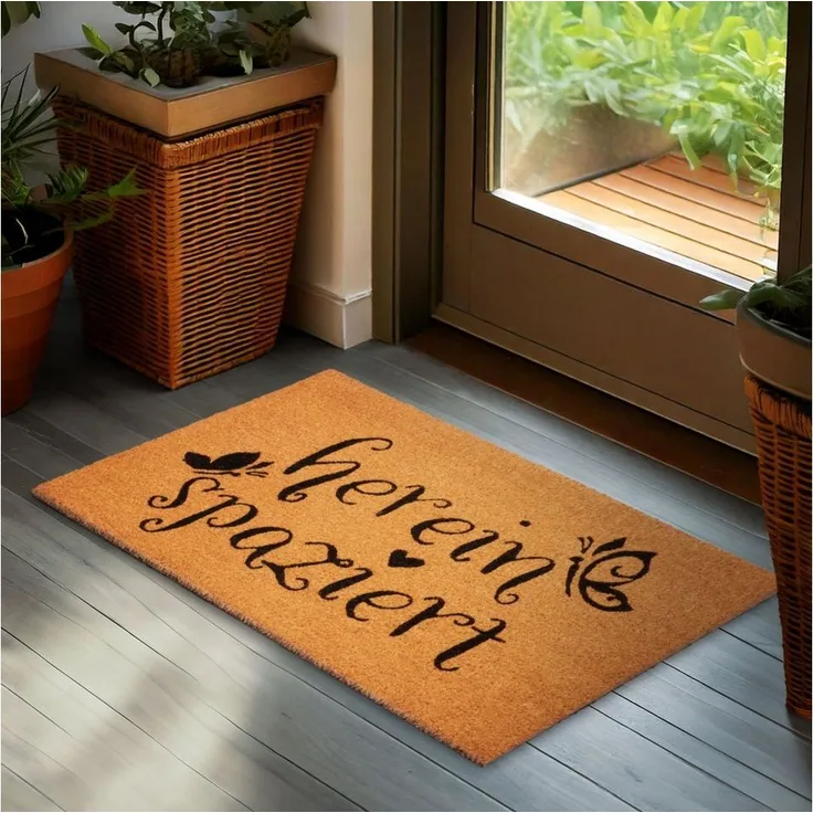 BRUBAKER Fußmatte Herein Spaziert - 45 x 75 cm Schmutzfangmatte Schmetterlinge - Braun, Rechteckig, Höhe: 16 mm, Fußmatte für Außen und Innen aus Kokos - Wetterfest und Rutschfest