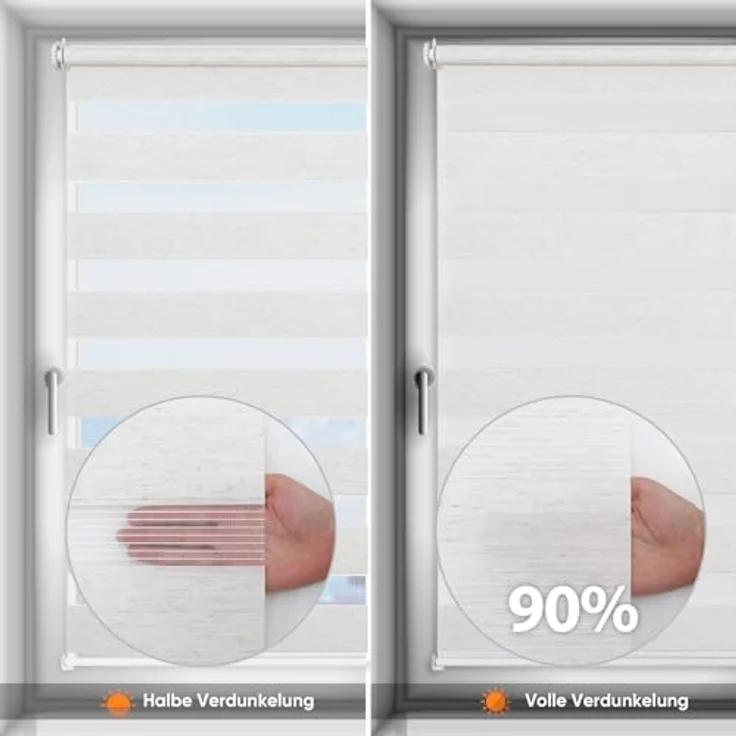 Doppelrollo Duo Rollo Klemmfix ohne Bohren für Fenster Rollos Jalousie Faltrollo, Sekey, freihängend, Klemmträger, Montage mit oder ohne Bohren möglich – Bild 6