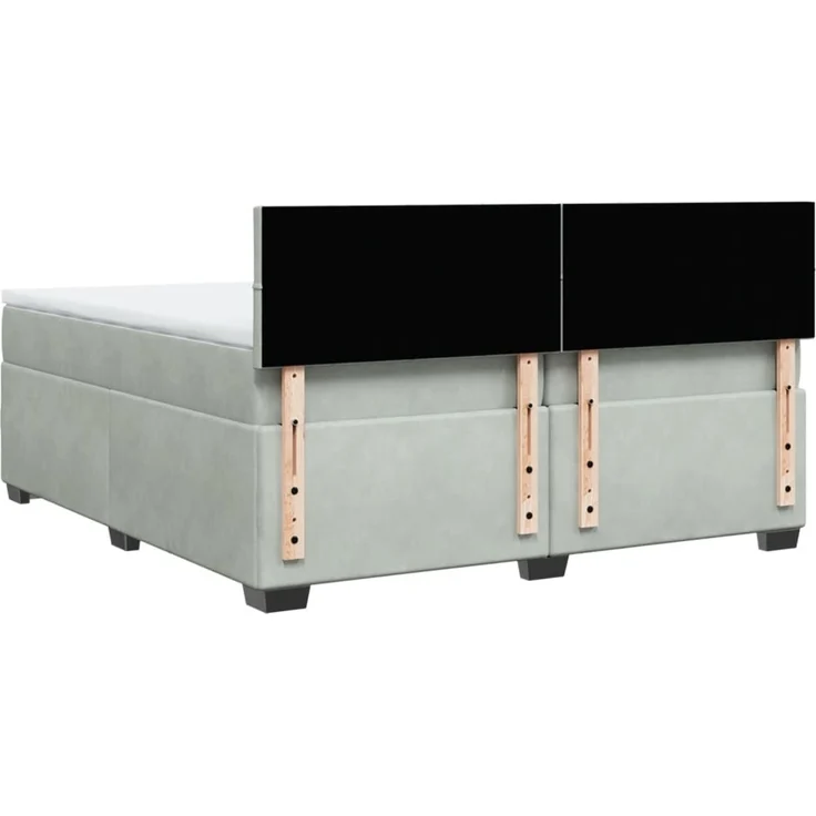 vidaXL Boxspringbett mit Matratze Hellgrau 200x200 cm Samt 3286402 – Bild 10
