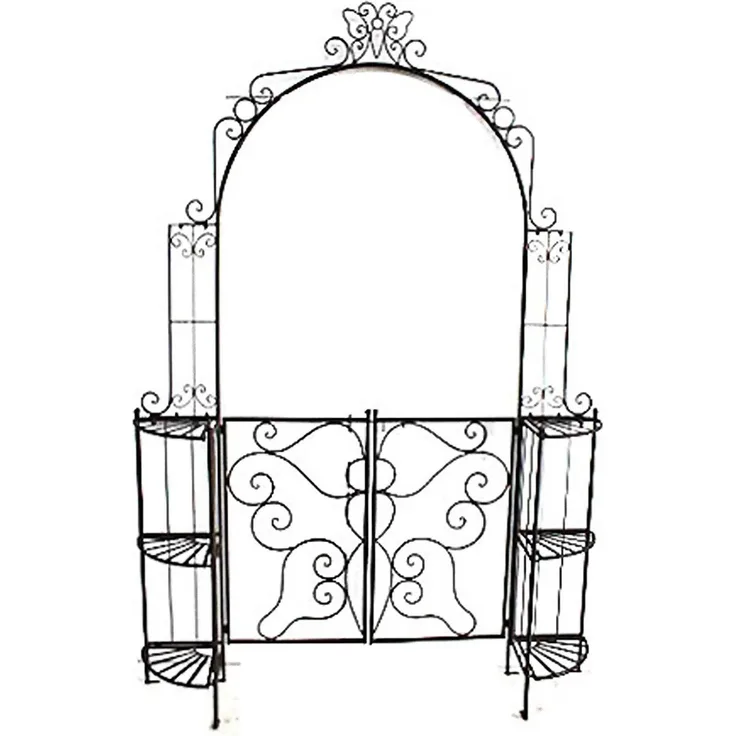 Rosenbogen Gartenpforte Tor Gartentor Rankhilfe mit Pforte und Eckregalen