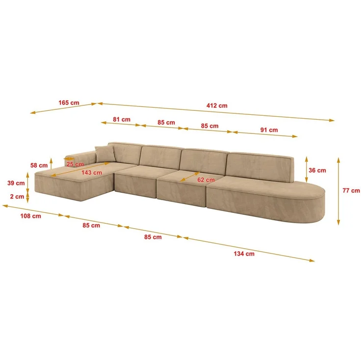 ALTDECOR Ecksofa IREA-L3-v3, Sofa Praktische Bequeme Funktionsecke Couch L-Form Eckcouch, Corner Sofa L-Form Vielseitige Sofa Wohnlandschaft Wohnzimmer – Bild 3